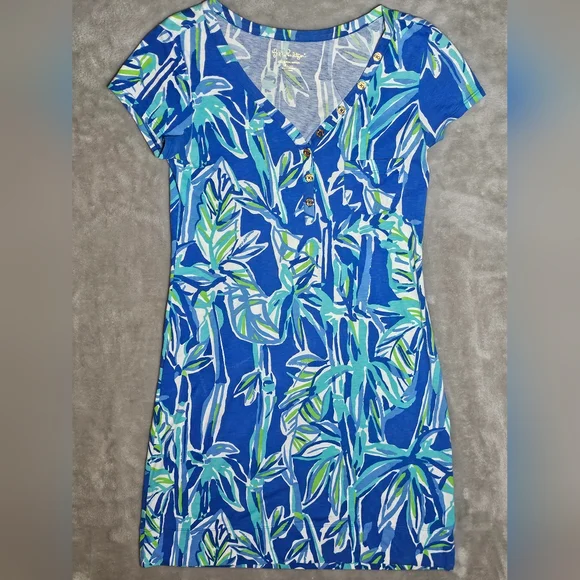 LILLY PULITZER V Neck Palmira Dress Blue Crush Bamboom Size Small. - Picture 1 of 7